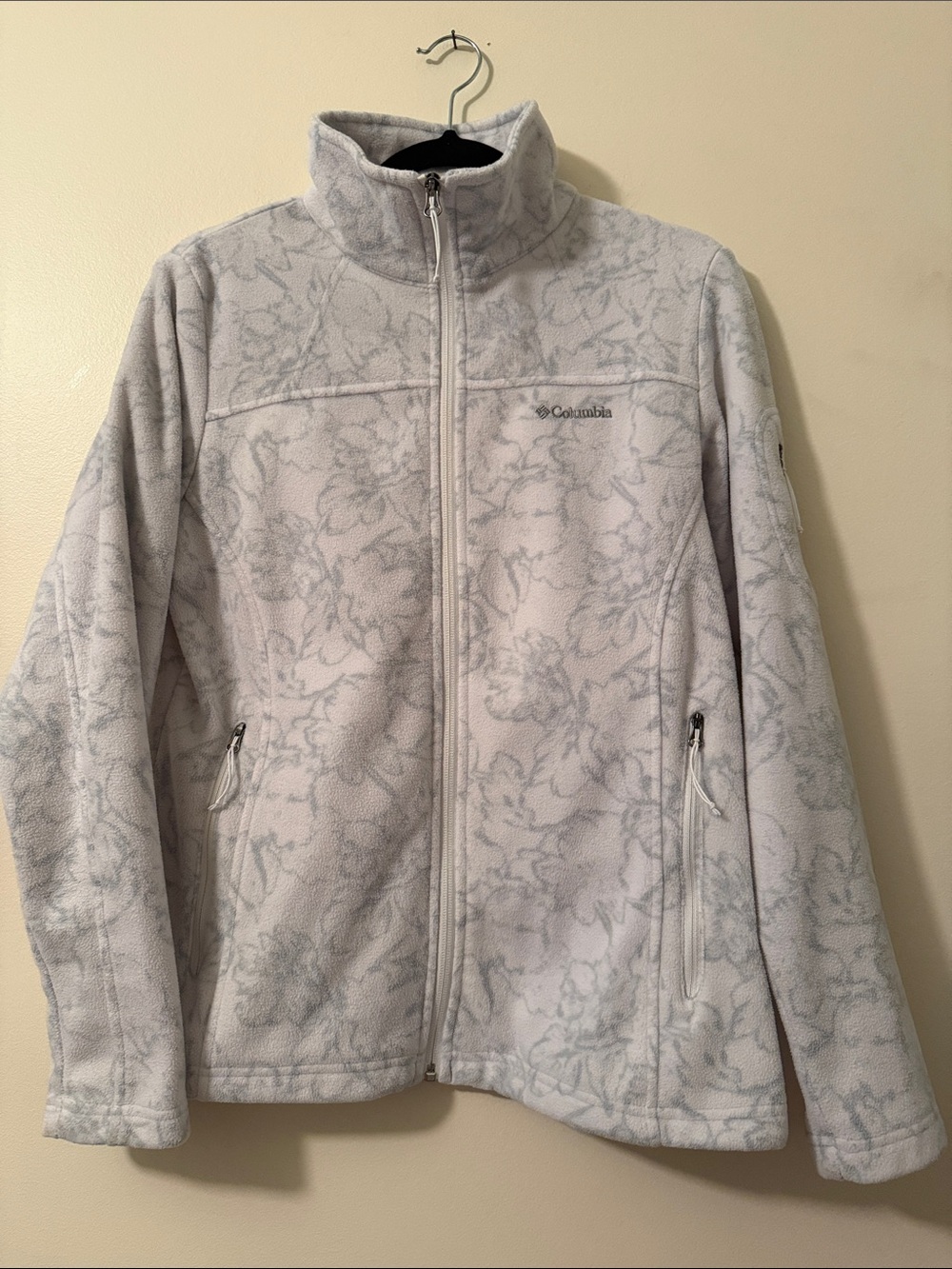 Columbia Light Gray Floral Fleece Jacket - Full Zip